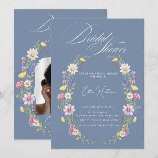 Rustikale Wildblume Bridal Bash Einladung (Vorne/Hinten)