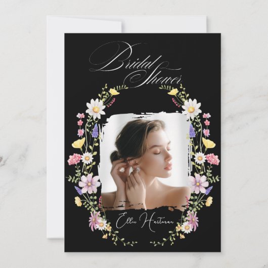 Rustikale Wildblume Bridal Bash Einladung (Rückseite)