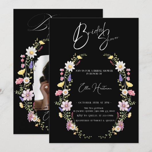 Rustikale Wildblume Bridal Bash Einladung (Vorne/Hinten)