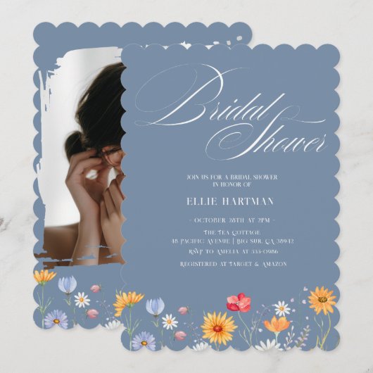 Rustikale Wildblume Bridal Bash Einladung (Vorne/Hinten)