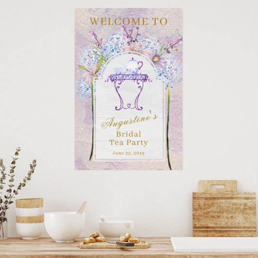 Rustikale Wildblume Bridal Tee Willkommen Poster (Küche)