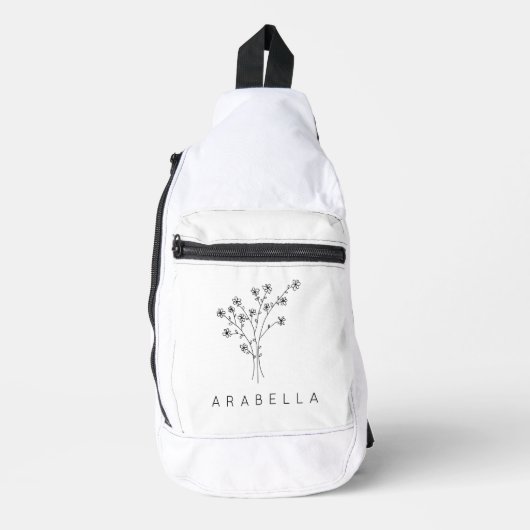 Rustikale Wildblume Bridesmaid Name Crossbody Bag (Vorderseite)