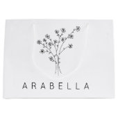 Rustikale Wildblume Bridesmaid Name Große Geschenktüte (Vorderseite)