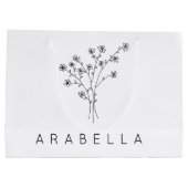 Rustikale Wildblume Bridesmaid Name Große Geschenktüte (Rückseite)