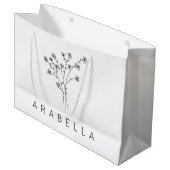 Rustikale Wildblume Bridesmaid Name Große Geschenktüte (Vorderseite Schrägansicht)