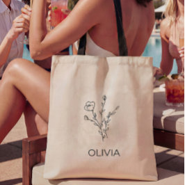 Rustikale Wildblume Bridesmaid Name Tote Bag Tragetasche