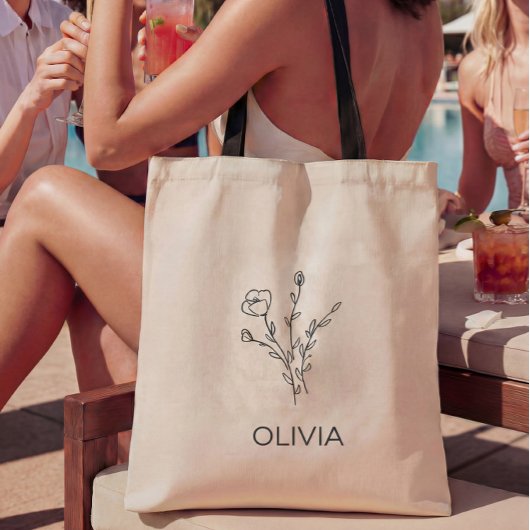 Rustikale Wildblume Bridesmaid Name Tote Bag Tragetasche