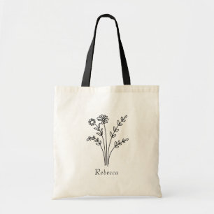 Rustikale Wildblume Bridesmaid Name Tote Bag Tragetasche