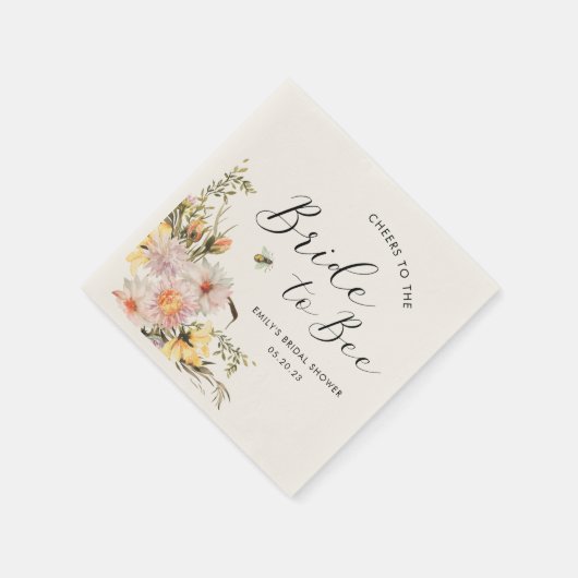 Rustikale Wildblume Brie to Bee Brautparty Serviette (Ecke)