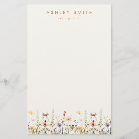 Rustikale Wildblume Briefpapier (Rückseite)