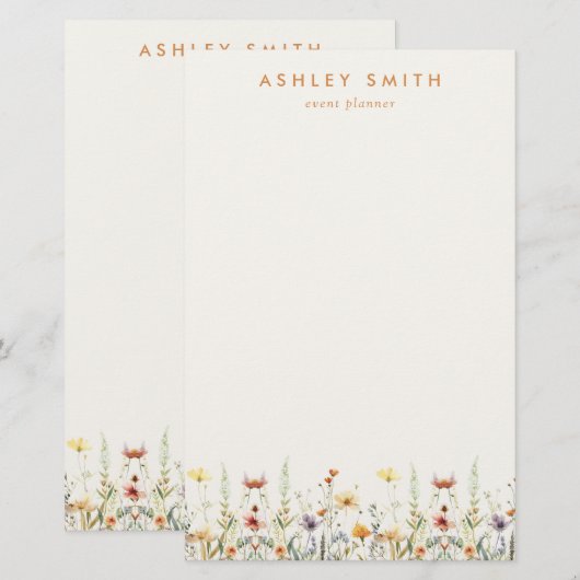 Rustikale Wildblume Briefpapier (Vorne/Hinten)