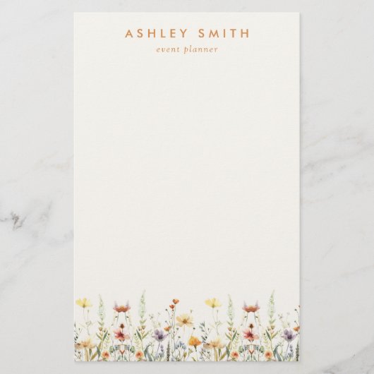 Rustikale Wildblume Briefpapier (Vorderseite)