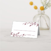 Rustikale Wildblume Burgund Platzkarte (Vorderseite)