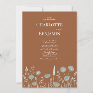 Rustikale Wildblume Burnt Orange Hochzeit Einladun Einladung
