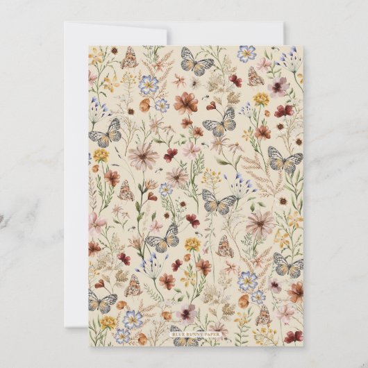 Rustikale Wildblume Butterfly Garden Taufe Einladung (Rückseite)