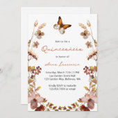 Rustikale Wildblume Butterfly Quinceanera Einladung (Vorne/Hinten)
