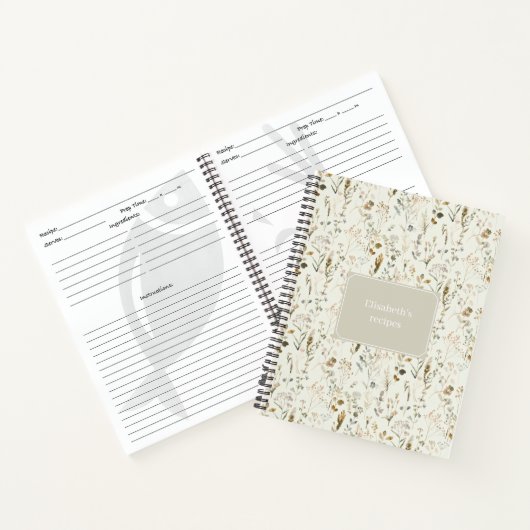 Rustikale Wildblume Cotattcore-Rezepte Notizblock (Innenseite)