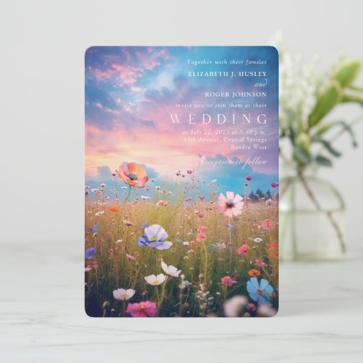 Rustikale Wildblume Einladung (Stehend Vorderseite)