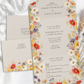 Rustikale Wildblume Elegante Blumenhochzeit und UA All In One Einladung