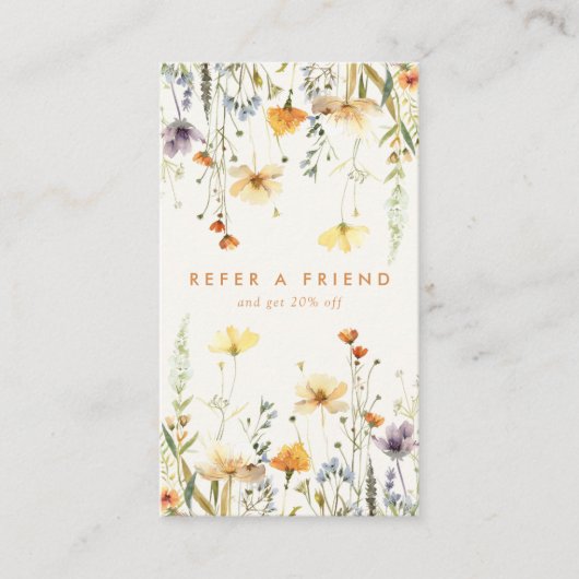 Rustikale Wildblume Empfehlungskarte (Vorderseite)