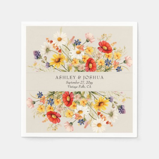 Rustikale Wildblume farbenfroh Sommer Herbst Serviette (Vorderseite)