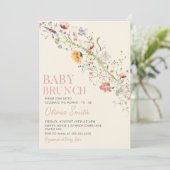Rustikale Wildblume Floral Baby Brunch Babydusche Einladung (Stehend Vorderseite)