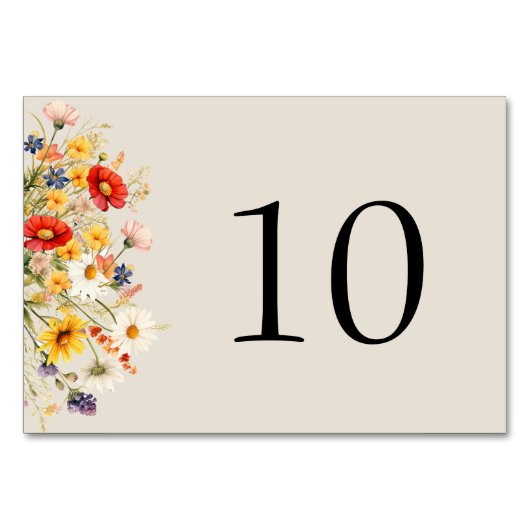 Rustikale Wildblume Floral Wedding Bold Tischnummer (Vorderseite)