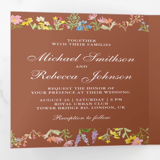 Rustikale Wildblume Fossilienmuseum Monte San Gior Dreifach Gefaltete Einladung (Innen Erste Seite)