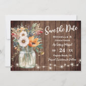 Rustikale Wildblume Foto-Hochzeit aus Holz Save The Date (Vorderseite)