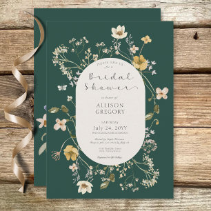 Rustikale Wildblume Frame Green Brautparty Einladung