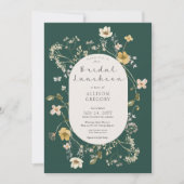 Rustikale Wildblume Frame Green Bridal Luncheon Einladung (Vorderseite)