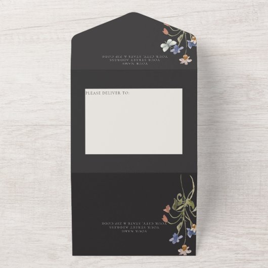 Rustikale Wildblume Frame QR Code All In One Einladung (Außenbereich)