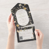 Rustikale Wildblume Frame QR Code All In One Einladung (Abreißen)