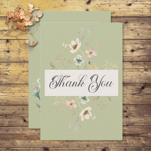 Rustikale Wildblume Frame Sage Green Wedding Dankeskarte