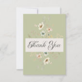Rustikale Wildblume Frame Sage Green Wedding Dankeskarte (Vorderseite)