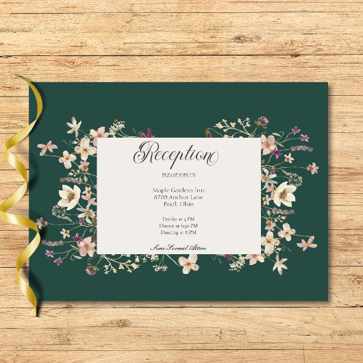 Rustikale Wildblume Frame Smaragdgrüner Empfang Begleitkarte