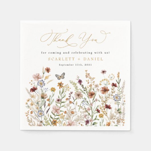 Rustikale Wildblume Garden Blumenzwiese Vielen Dan Serviette (Vorderseite)