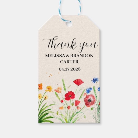 Rustikale Wildblume Garden Spring Wasserfarbenhoch Geschenkanhänger (Vorderseite)