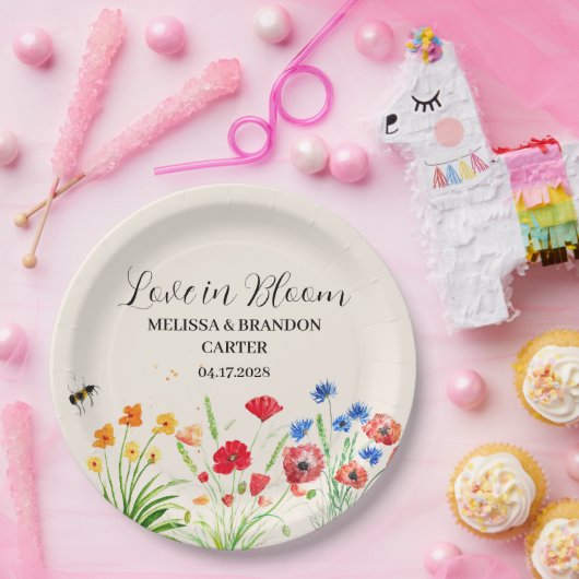 Rustikale Wildblume Garden Spring Wasserfarbenhoch Pappteller (Party)