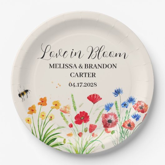 Rustikale Wildblume Garden Spring Wasserfarbenhoch Pappteller (Vorderseite)