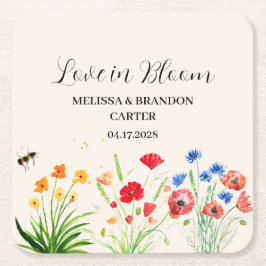 Rustikale Wildblume Garden Spring Wasserfarbenhoch Rechteckiger Pappuntersetzer