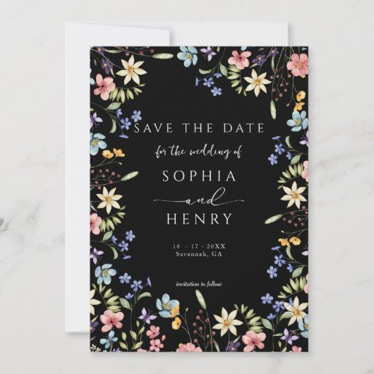 Rustikale Wildblume Garden Wedding Save The Date (Vorderseite)