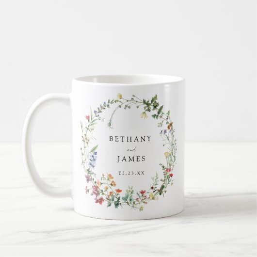 Rustikale Wildblume Gastgeschenk Hochzeit Kaffeetasse (Links)