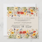 Rustikale Wildblume Gewärme Blumenbridmaier Lunche Einladung (Vorderseite)