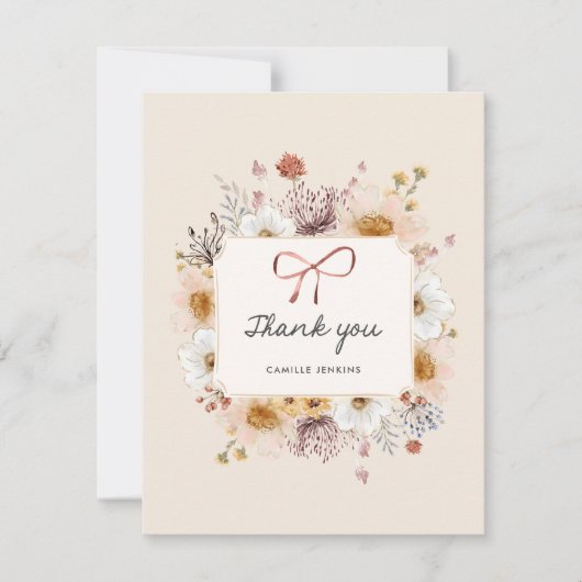 Rustikale Wildblume Girl Babydusche Dankeskarte (Vorderseite)