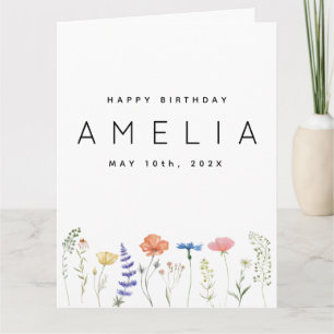 Rustikale Wildblume Glückwunsch Geburtsname Karte