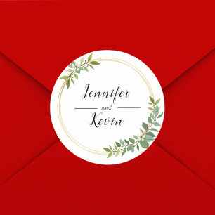 Rustikale Wildblume Green Foliage Hochzeit Runder Aufkleber