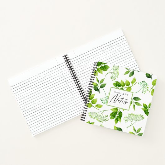 Rustikale Wildblume Grüne Muster Ordner Notizblock (Innenseite)