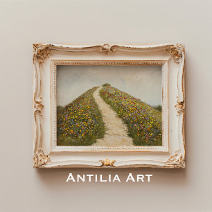 Rustikale Wildblume Hill Malerei Blume Wiese Poster