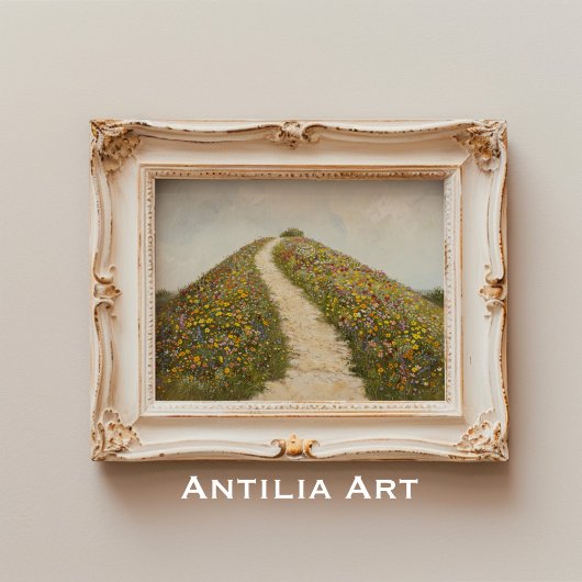 Rustikale Wildblume Hill Malerei Blume Wiese Poster